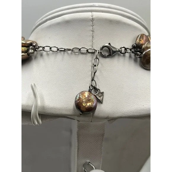 Silpada MultiStrand Sterling Silver Bronze Coin Pearl Necklace N1717 - Picture 5 of 11